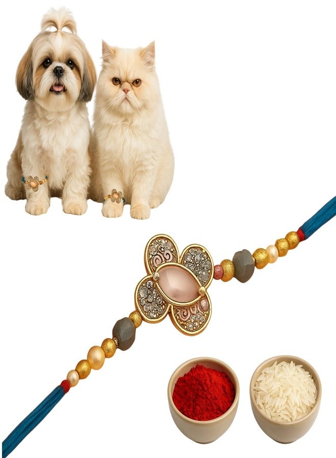 ويستيرن إرا راخي أنيق للحيوانات الأليفة من العصر الغربي للكلاب والقطط | رولي تشاول | هدية راكشا باندهان مصنوعة يدويًا لأخيك ذي الفراء | الحب والتقاليد والترابط | راخي بتصميم مميز | احتفل بالحب الرائع (النمط 34) - Image 1